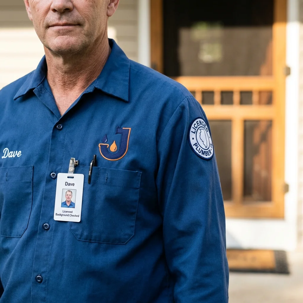 Licensed plumber showing ID badge in Horicon, WI