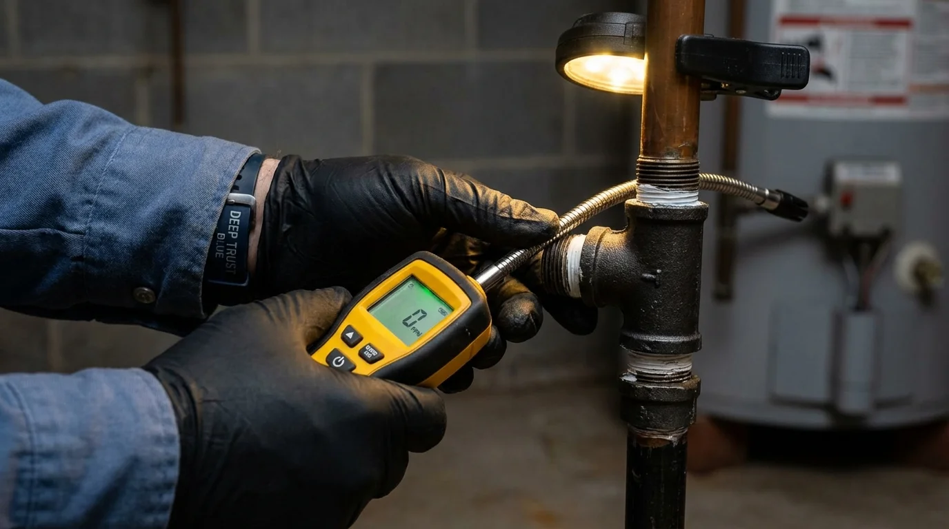 Gas leak detection with electronic sniffer by Johns Plumbing LLC in Horicon