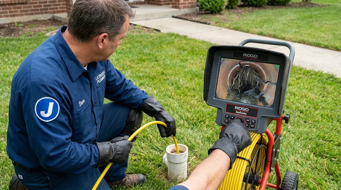 Sewer camera inspection being performed by Johns Plumbing LLC in Horicon