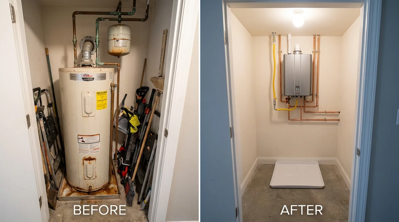 Tank water heater versus wall-mounted tankless unit comparison for Horicon, WI homeowners